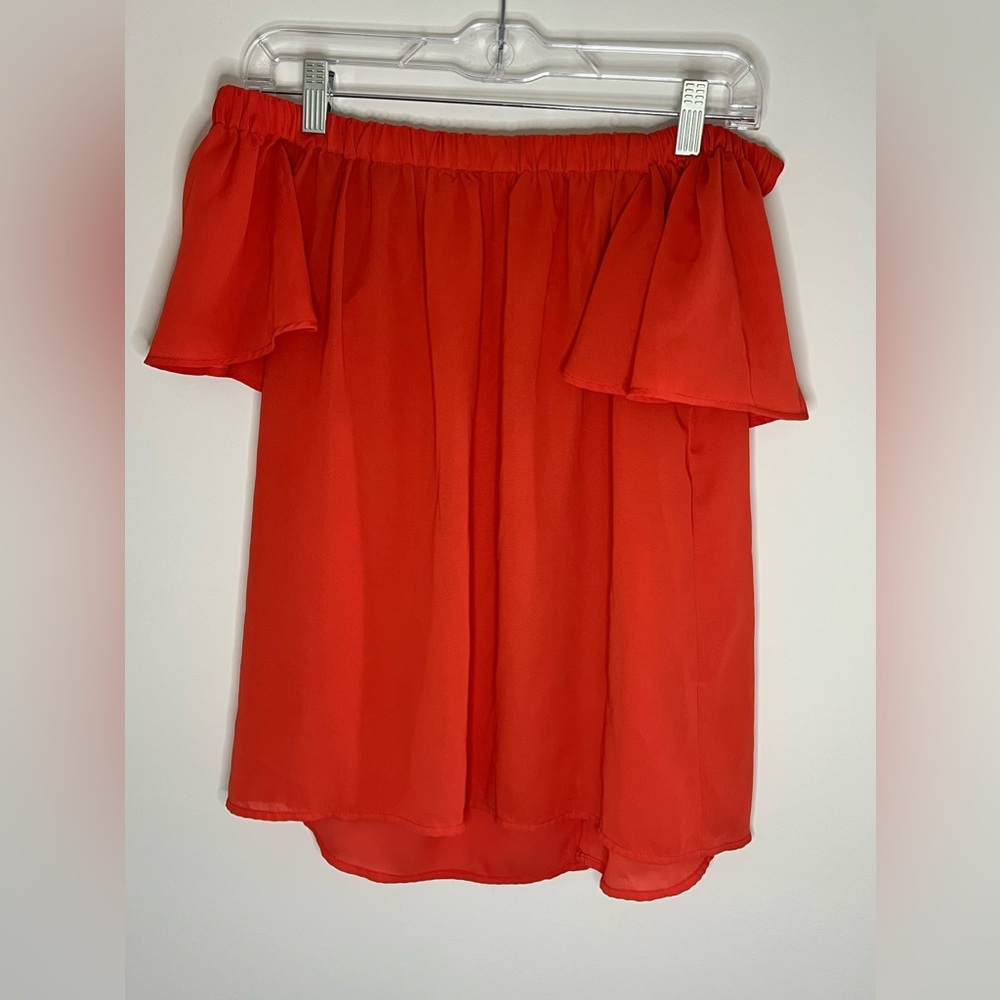 Orange Strapless Off Shoulder Flowy Top